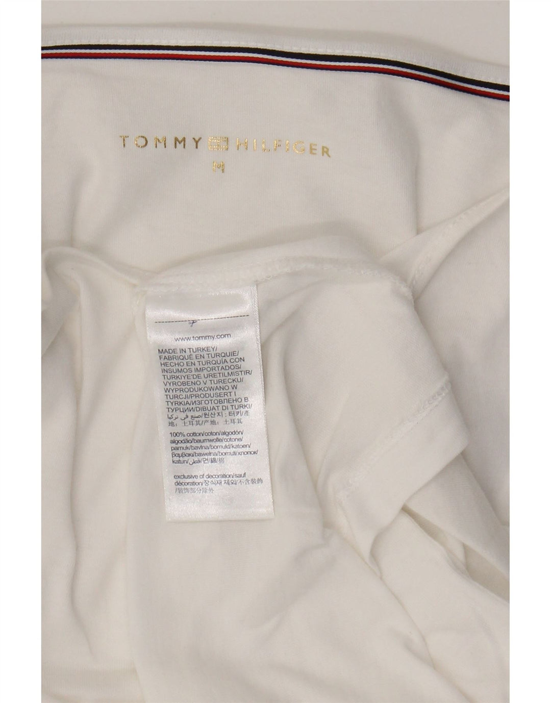 Tommy Hilfiger Womens Top 3/4 Sleeve UK 14 Medium White Cotton