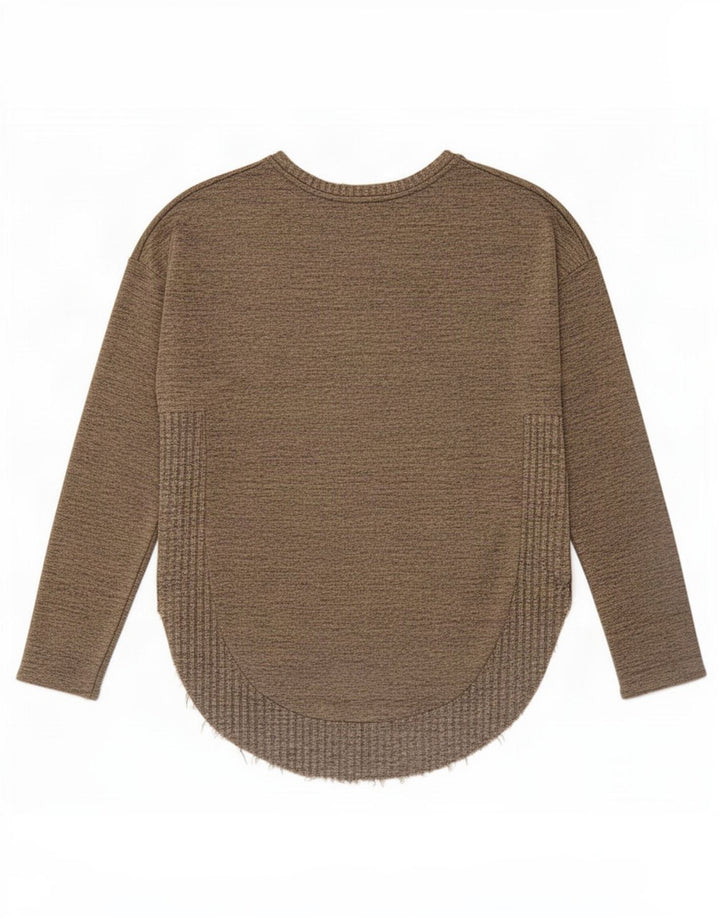 Zara Womens Top Long Sleeve UK 14 Medium Beige Flecked