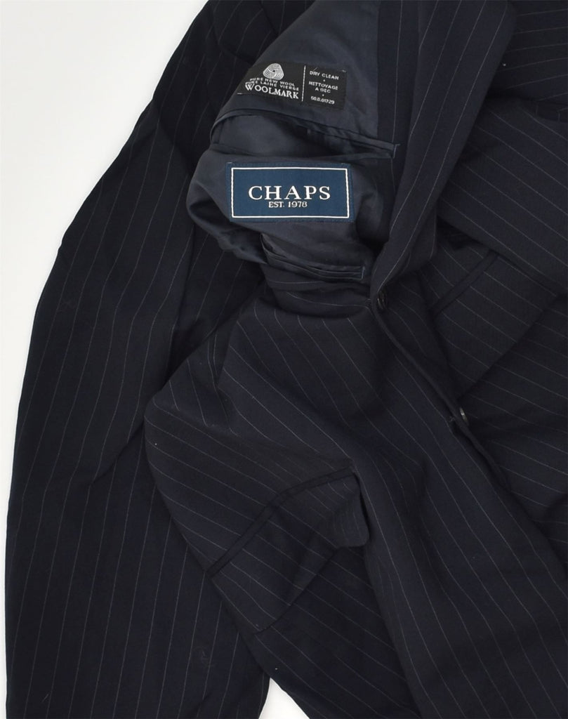 CHAPS Mens Slim 2 Button Blazer Jacket UK 42 XL Navy Blue Pinstripe | Vintage Chaps | Thrift | Second-Hand Chaps | Used Clothing | Messina Hembry 