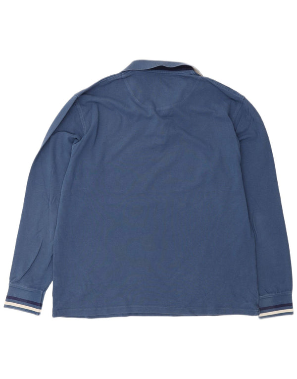 Harmont & Blaine Mens Long Sleeve Regular Fit Polo Shirt 3XL Blue Striped