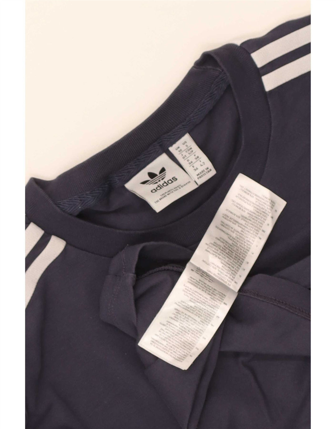 Adidas Womens Top Long Sleeve UK 10 Small Navy Blue Cotton