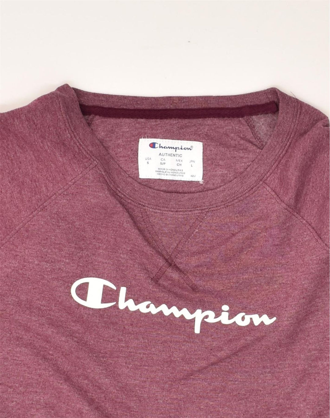 CHAMPION Womens Graphic Sweatshirt Jumper UK 10 Small Burgundy Polyester | Vintage Champion | Thrift | Second-Hand Champion | Used Clothing | Messina Hembry 