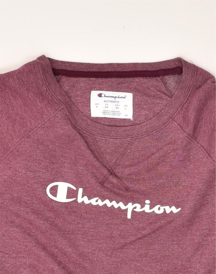 CHAMPION Womens Graphic Sweatshirt Jumper UK 10 Small Burgundy Polyester | Vintage Champion | Thrift | Second-Hand Champion | Used Clothing | Messina Hembry 