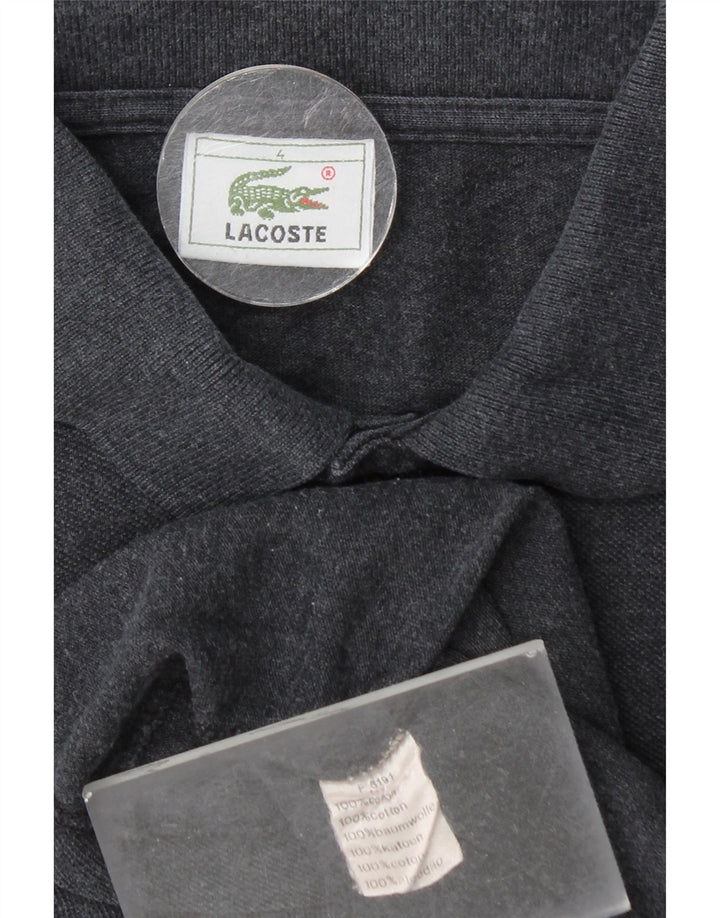Lacoste Mens Long Sleeve Polo Shirt Size 4 Medium Grey Cotton