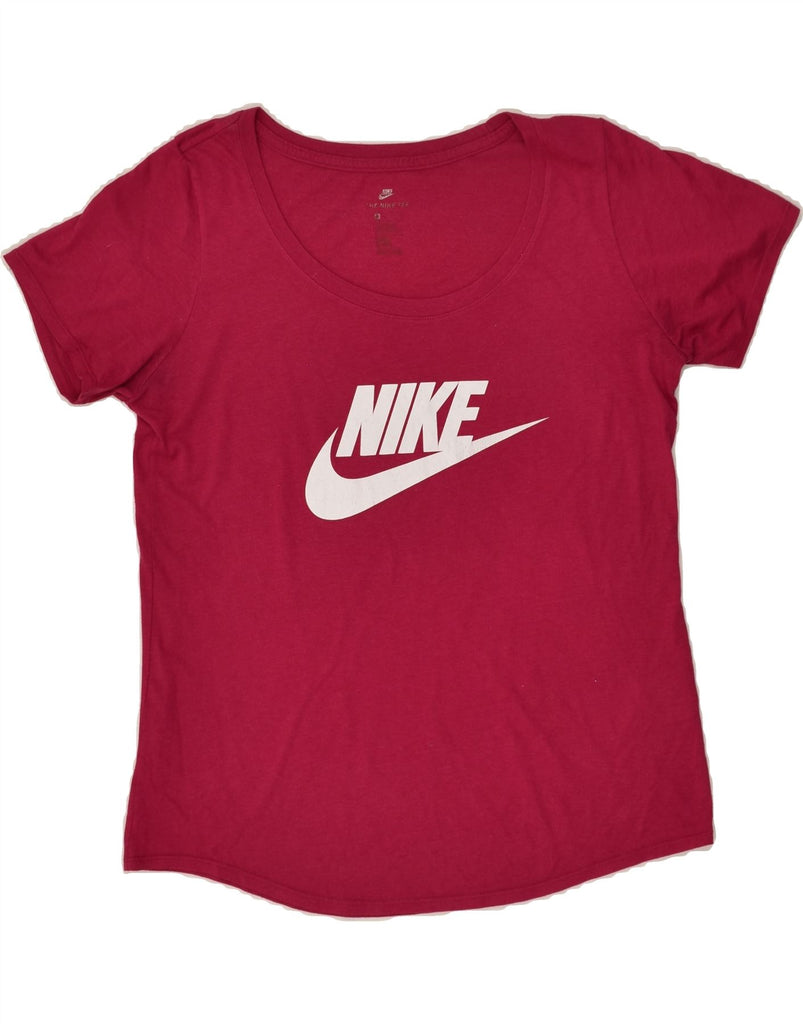 NIKE Womens The Nike Tee Graphic T-Shirt Top UK 14 Medium Burgundy | Vintage Nike | Thrift | Second-Hand Nike | Used Clothing | Messina Hembry 