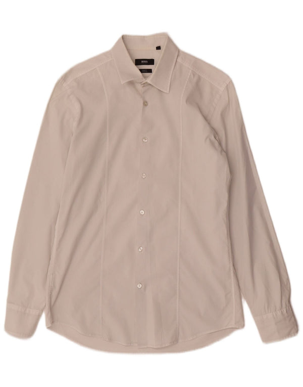 Hugo Boss Mens Slim Fit Shirt Size 40 15 13/4 Medium White Cotton