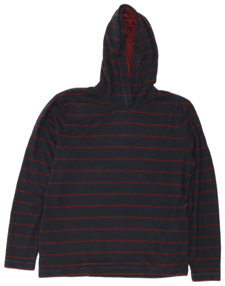 Marks & Spencer Mens Hooded Top Long Sleeve Large Navy Blue Striped