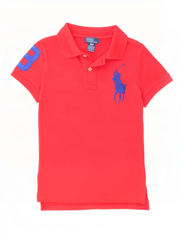 Polo Ralph Lauren Boys Graphic Rugby Polo Shirt 7-8 Years Small Red