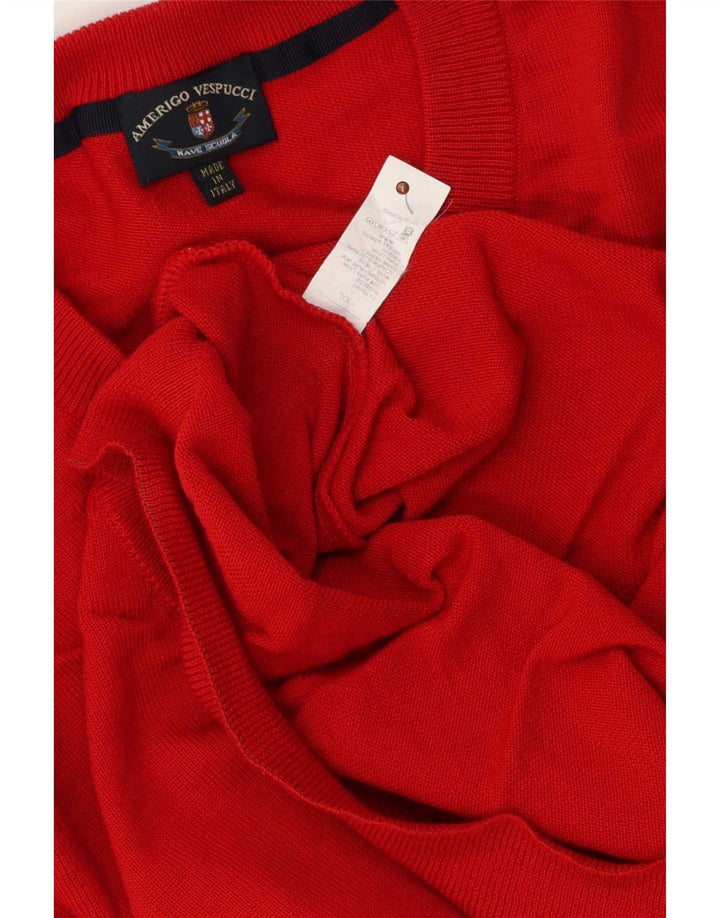 Amerigo Vespucci Mens Vest Tank Top 2XL Red Virgin Wool