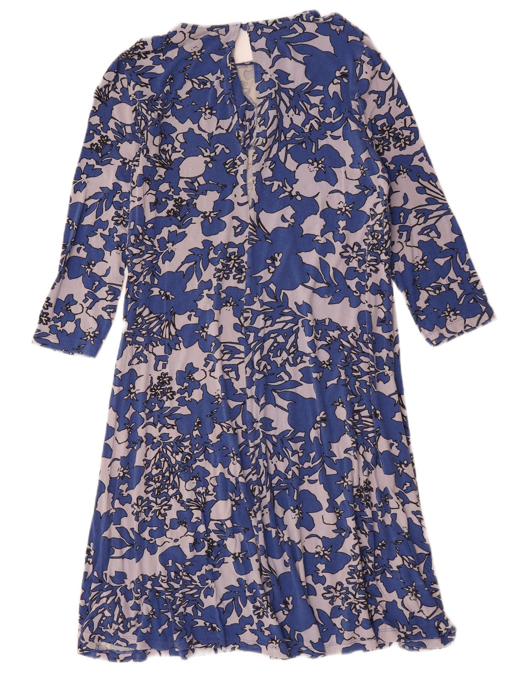 Marks & Spencer Womens 3/4 Sleeve Shift Dress UK 12 Medium Blue Floral