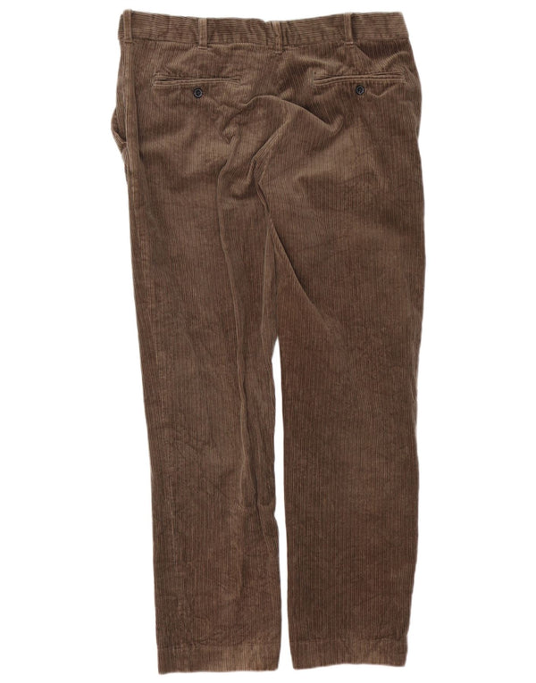 Marks & Spencer Mens Regular Fit Corduroy Trousers W36 L31 Brown Cotton