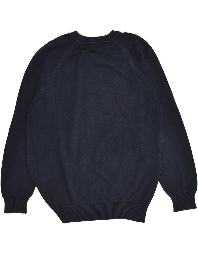 BENETTON Mens Crew Neck Jumper Sweater Medium Navy Blue Cotton | Vintage Benetton | Thrift | Second-Hand Benetton | Used Clothing | Messina Hembry 