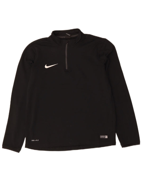 NIKE Mens Dri Fit Zip Neck Pullover Tracksuit Top Medium Black Polyester