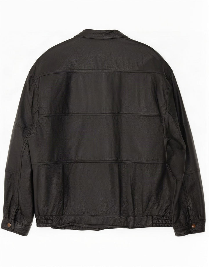 Max Moser Mens Leather Jacket IT 50 Large Black