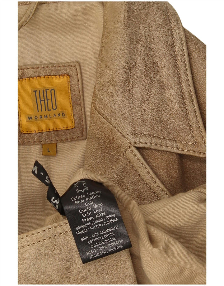 Vintage Mens 2 Button Suede Blazer Jacket UK 40 Large Beige Leather