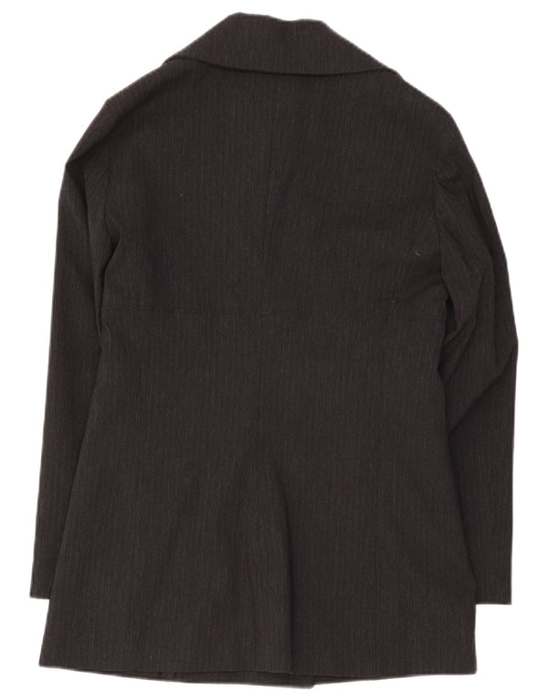 Terranova Womens Pea Coat UK 10 Small Black Striped Viscose