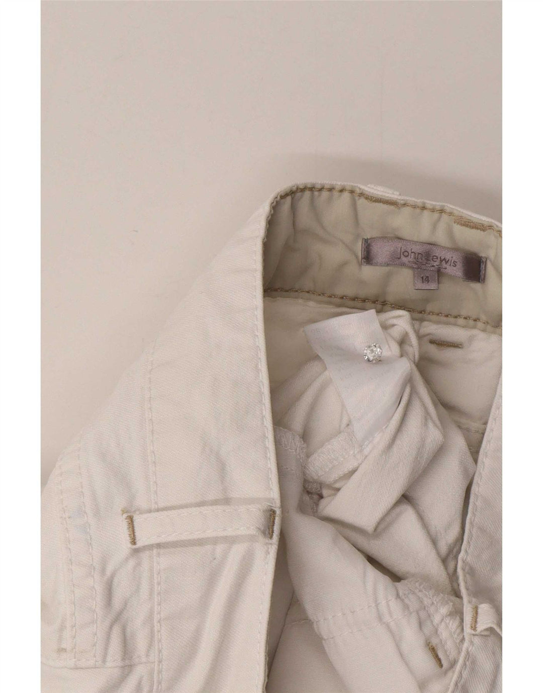 John Lewis Womens Bermuda Shorts UK 14 Large W32 White Cotton