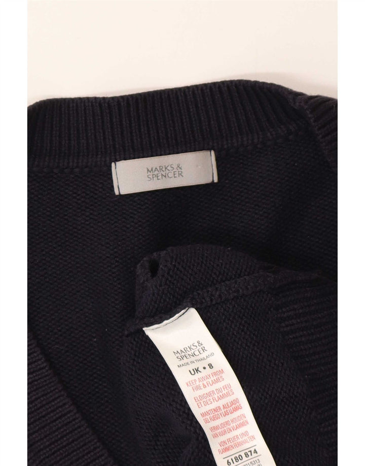 Marks & Spencer Womens Oversized Cardigan Sweater UK 8 Small Navy Blue