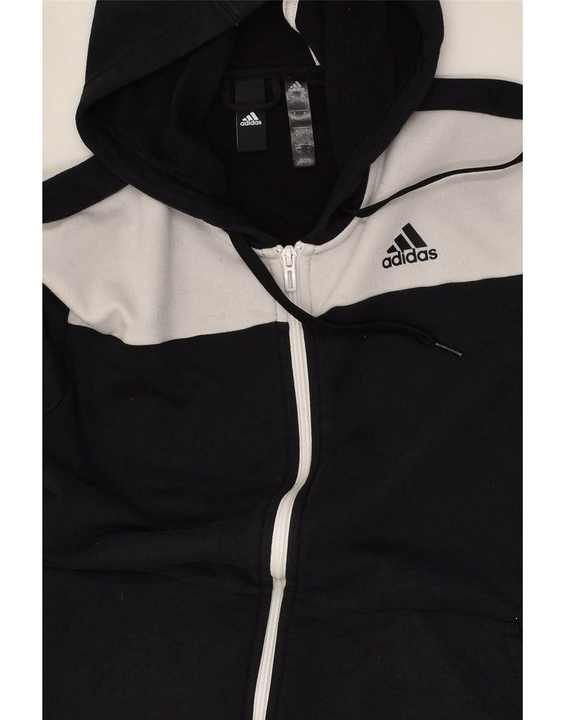 ADIDAS Mens Zip Hoodie Sweater Small Black Colourblock Cotton | Vintage Adidas | Thrift | Second-Hand Adidas | Used Clothing | Messina Hembry 