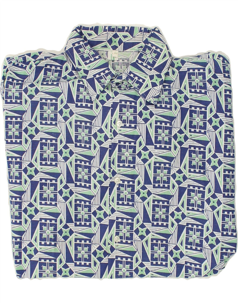 VINTAGE Mens Shirt Large Blue Geometric | Vintage Vintage | Thrift | Second-Hand Vintage | Used Clothing | Messina Hembry 