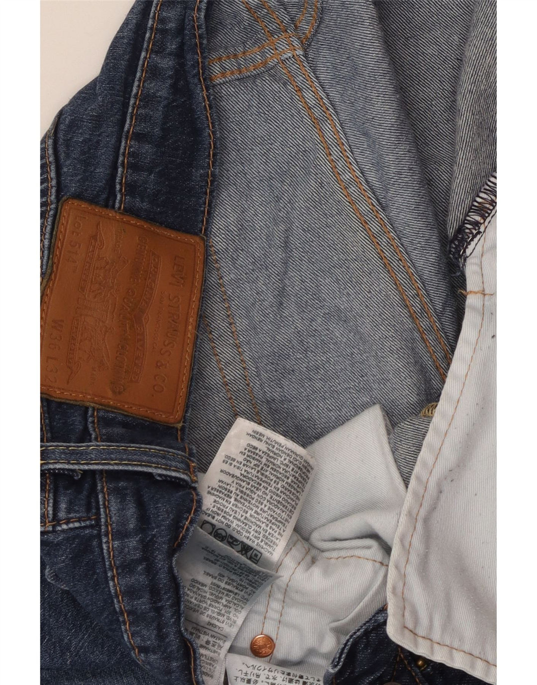 LEVI'S Mens 514 Straight Jeans W36 L32 Blue Cotton