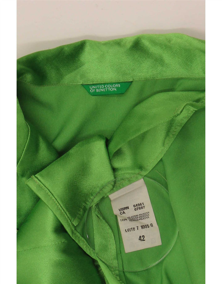 Benetton Womens Shirt Blouse IT 42 Medium Green Polyester