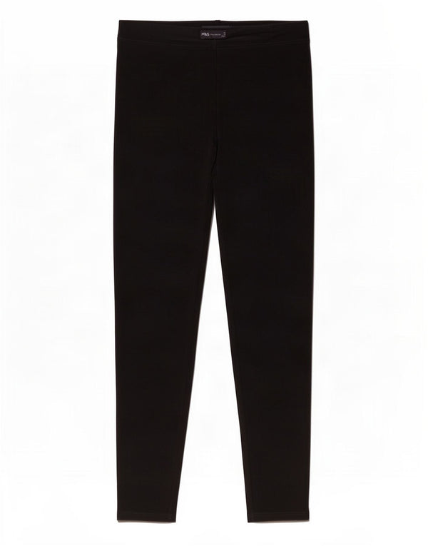 Marks & Spencer Womens Leggings UK 10 Small Black Cotton