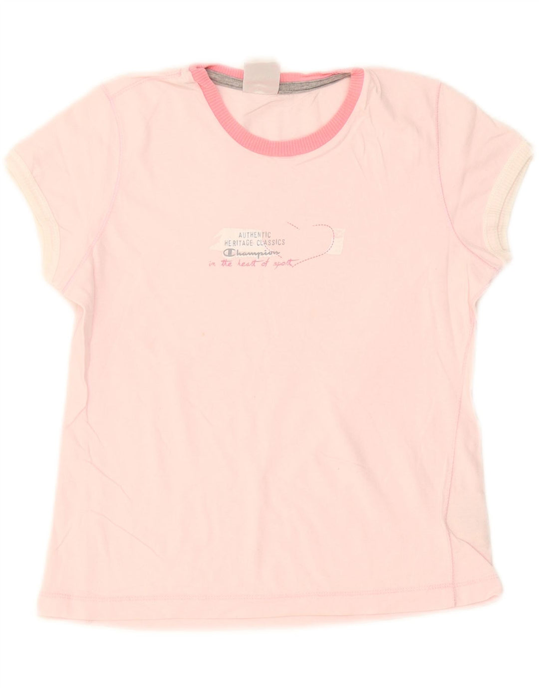 Champion Womens Heritage Classics Graphic T-Shirt Top UK 12 Medium Pink