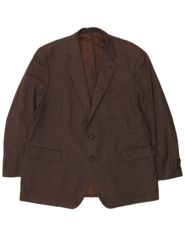 Ralph Lauren Mens 2 Button Blazer Jacket UK 46 3XL Brown Pinstripe