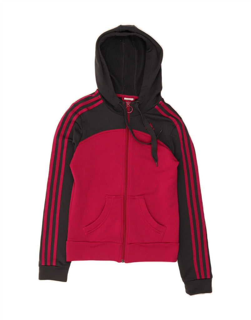 ADIDAS Womens Zip Hoodie Sweater UK 8 Small Pink Colourblock Polyester Vintage Adidas and Second-Hand Adidas from Messina Hembry 