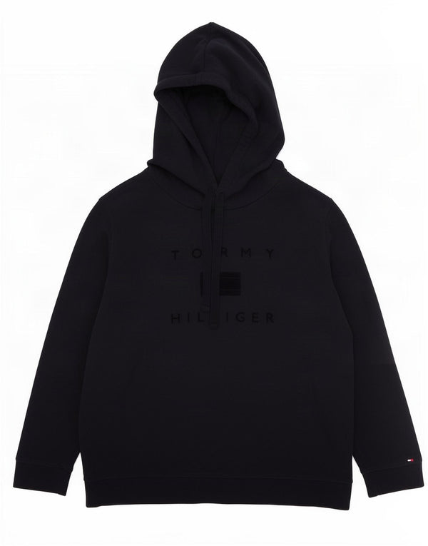 Tommy Hilfiger Womens Graphic Hoodie Jumper UK 18 XL Navy Blue Cotton