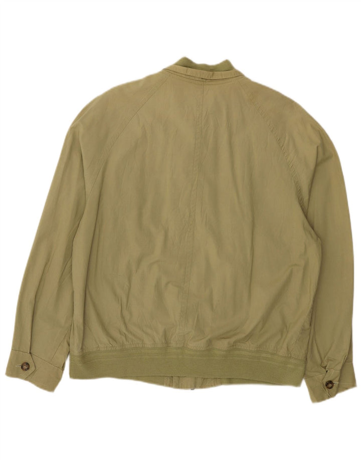 Green Leaves Mens Bomber Jacket IT 48 Medium Khaki Cotton