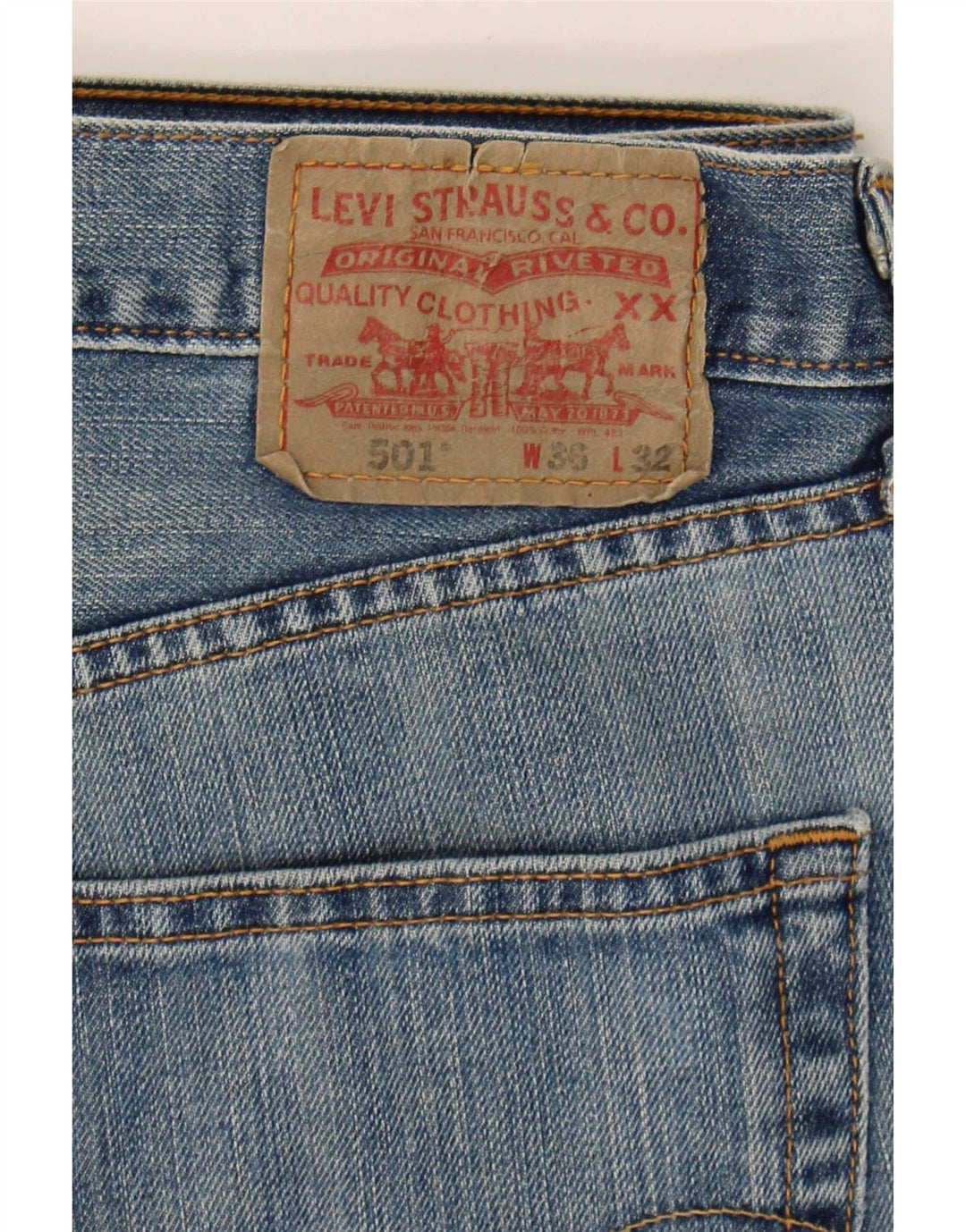 Levi's Mens 501 Straight Jeans W36 L32 Blue Cotton