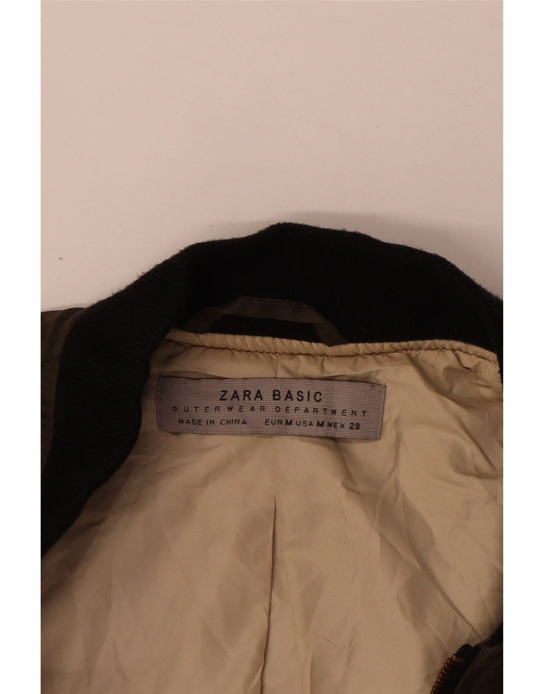 ZARA Womens Crop Oversized Bomber Jacket UK 14 Medium Brown