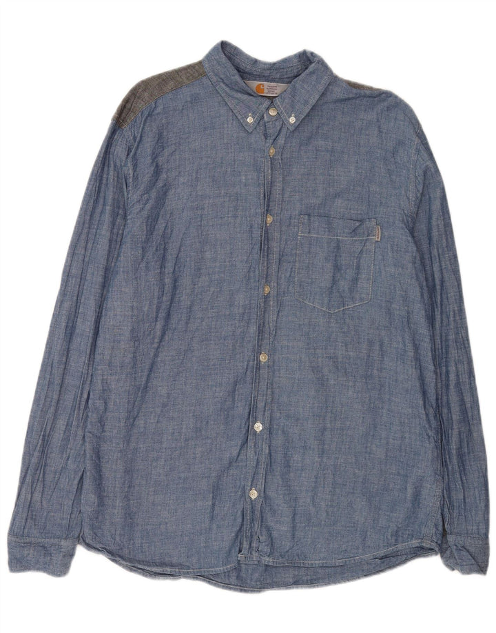 Carhartt Mens Shirt XL Blue Colourblock Cotton