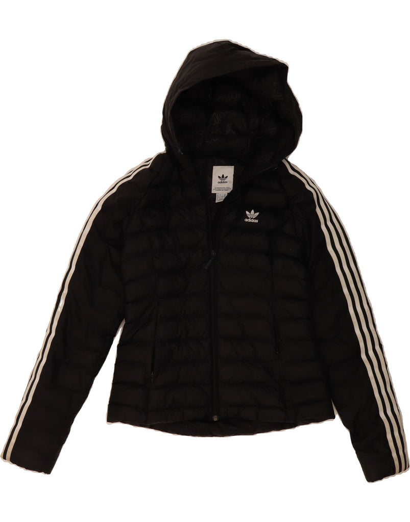 ADIDAS Womens Hooded Padded Jacket UK 10 Small  Black Polyamide Vintage Adidas and Second-Hand Adidas from Messina Hembry 