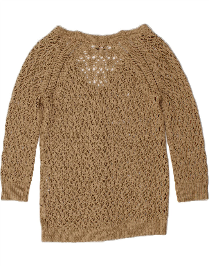 VINTAGE Womens Crochet Cardigan Sweater EU 36/38 Small Brown Polyester Vintage Vintage and Second-Hand Vintage from Messina Hembry 