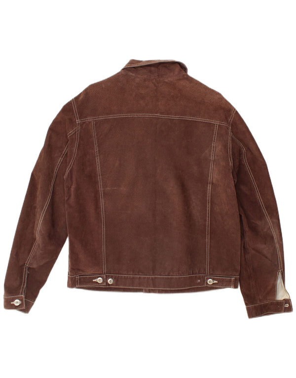 Metropolitan Mens Bomber Suede Jacket IT 48 Medium Brown Leather