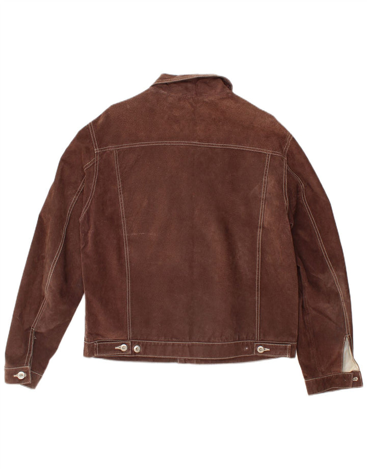 Metropolitan Mens Bomber Suede Jacket IT 48 Medium Brown Leather