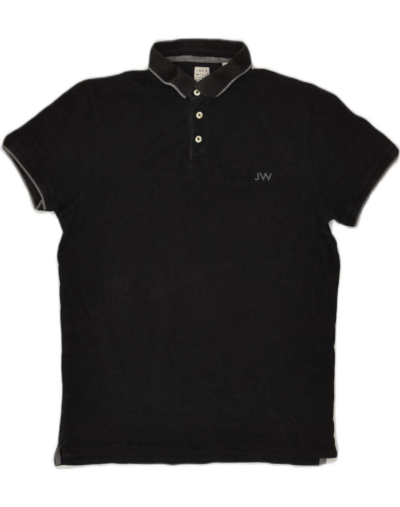 JACK WILLS Mens Polo Shirt Medium Black Cotton | Vintage Jack Wills | Thrift | Second-Hand Jack Wills | Used Clothing | Messina Hembry 