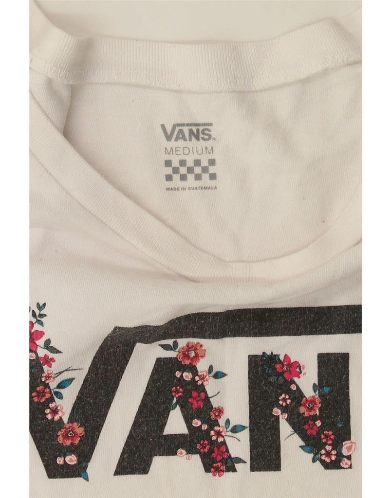 VANS Womens Crop Graphic T-Shirt Top UK 14 Medium White Cotton Vintage Vans and Second-Hand Vans from Messina Hembry 