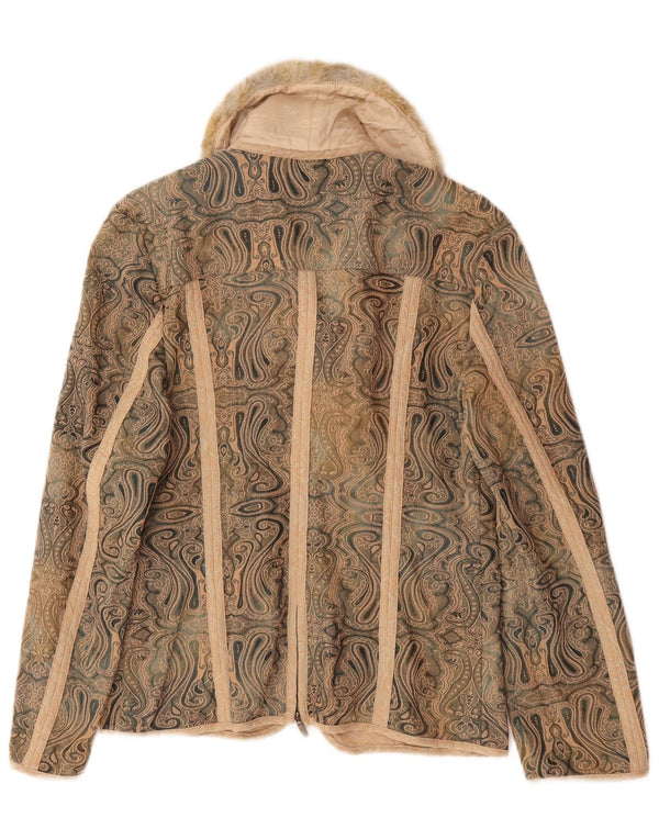 Kello Womens Full Zip Blazer Jacket UK 14 Medium Beige Paisley