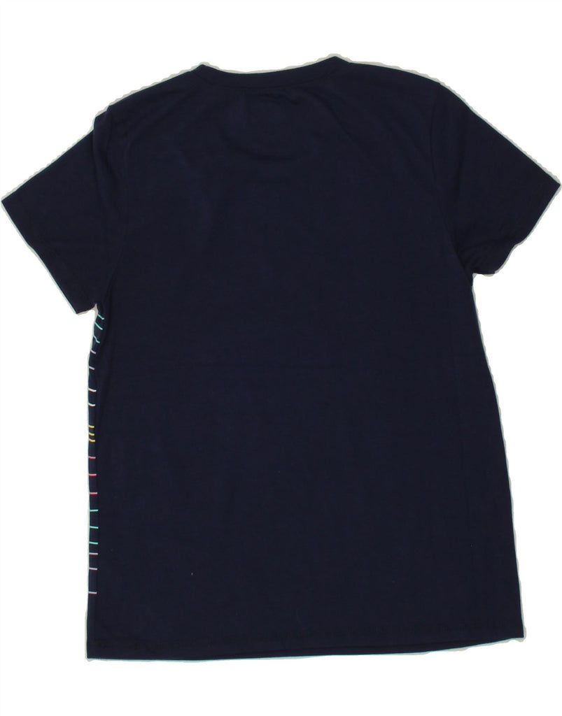 EDDIE BAUER Girls Graphic T-Shirt Top 14-15 Years Large  Navy Blue Striped Vintage Eddie Bauer and Second-Hand Eddie Bauer from Messina Hembry 