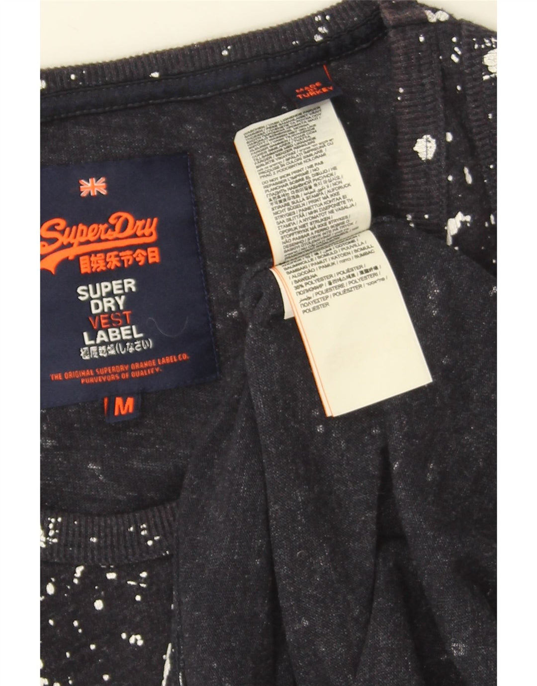 Superdry Mens Graphic Vest Top Medium Navy Blue Spotted Cotton
