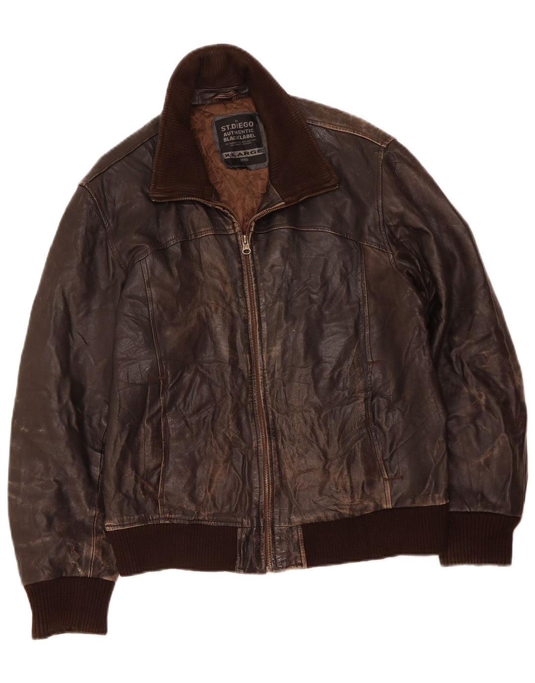 VINTAGE Womens Leather Jacket UK 18 XL Brown Leather