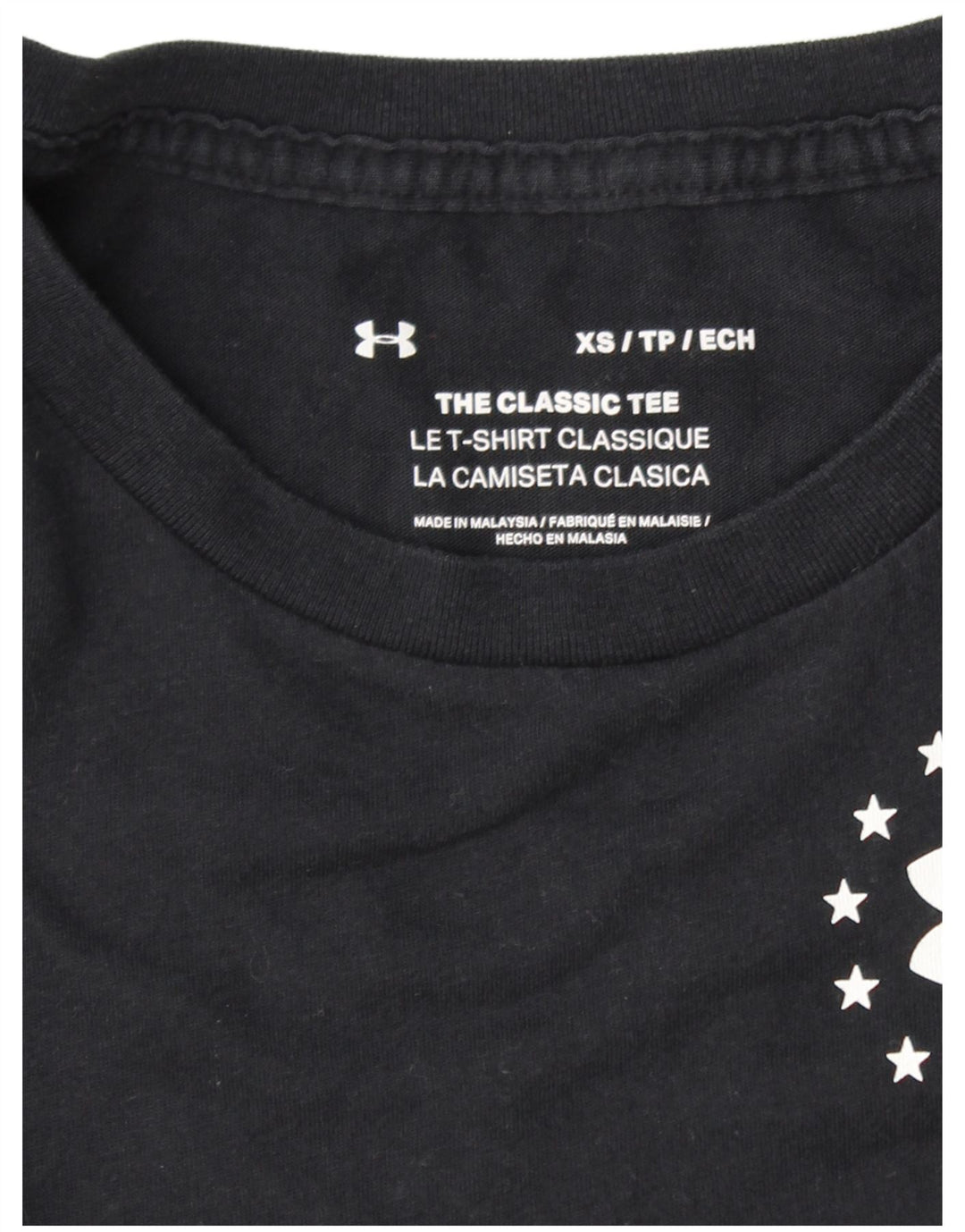 UNDER ARMOUR Womens Graphic T-Shirt Top UK 6 XS Black Striped