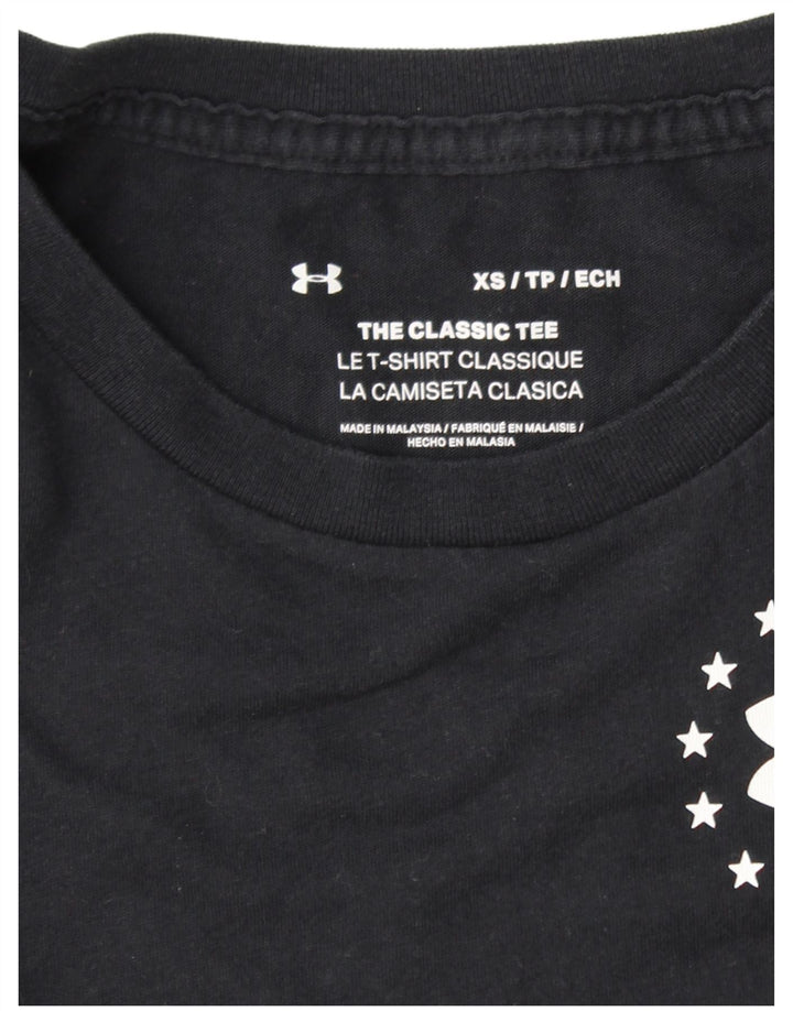 UNDER ARMOUR Womens Graphic T-Shirt Top UK 6 XS Black Striped