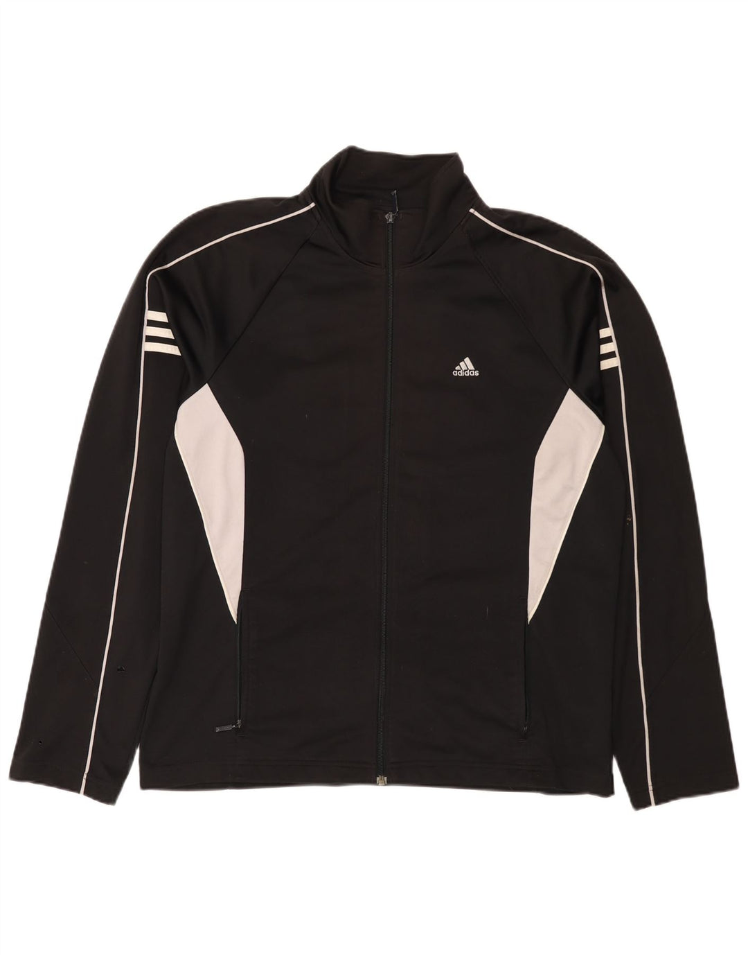 Adidas Mens Tracksuit Top Jacket UK 42/44 Large Black Colourblock Polyester