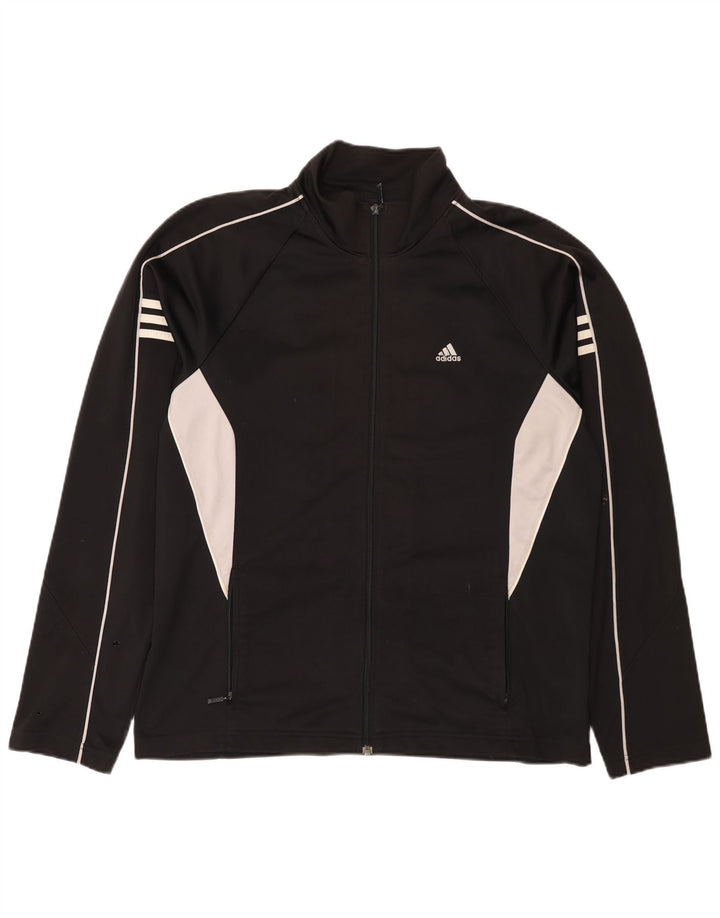 Adidas Mens Tracksuit Top Jacket UK 42/44 Large Black Colourblock Polyester
