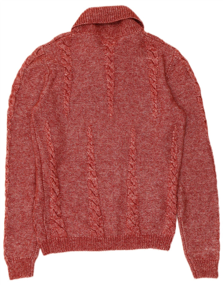 Hugo Boss Mens Shawl Neck Jumper Sweater Small Red Flecked Modal